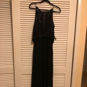 Aiden Mattox Long Black Formal Pop Over Gown